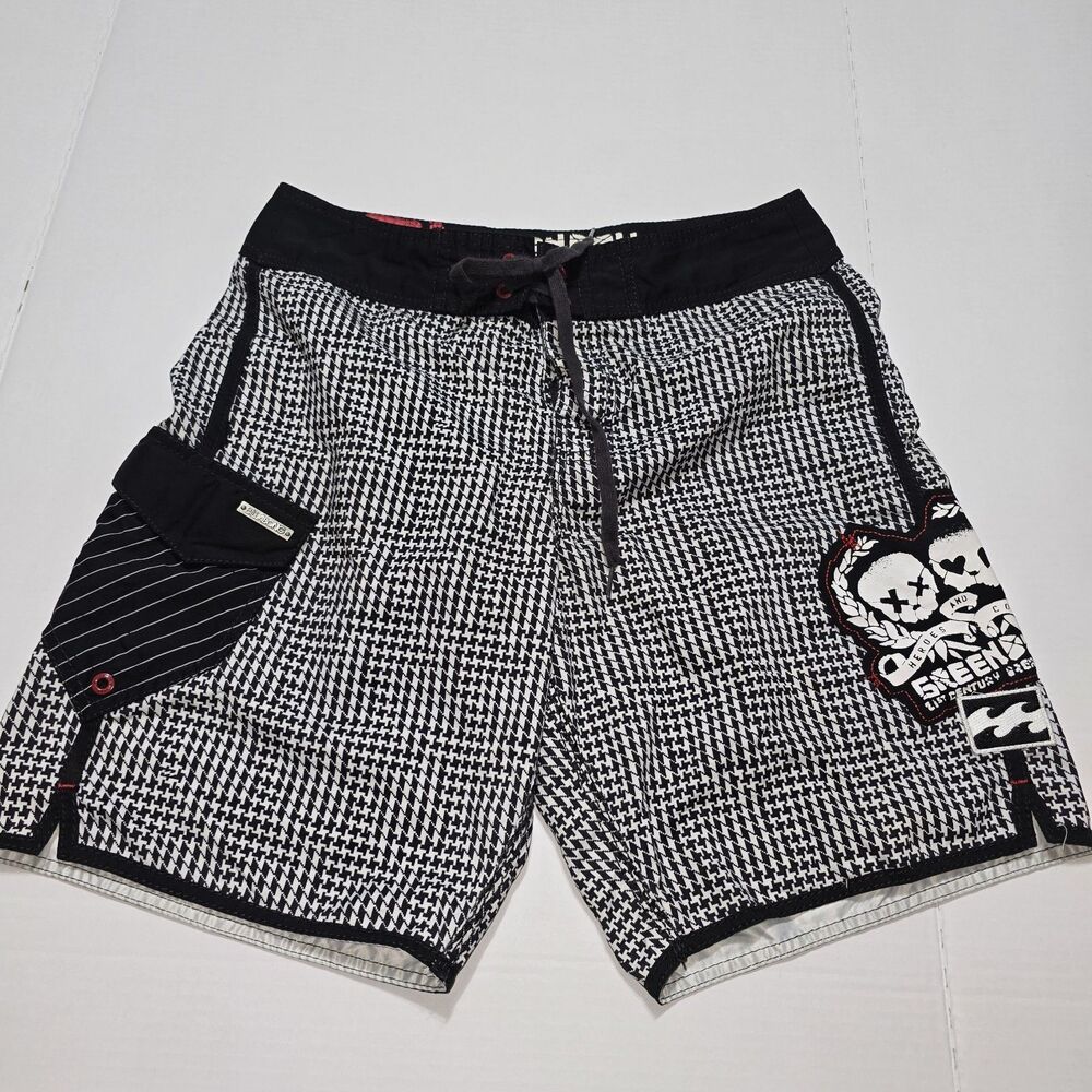 Billabong Green Day Limited Edition Board Shorts Mens 31 Skull Houndstooth Surf